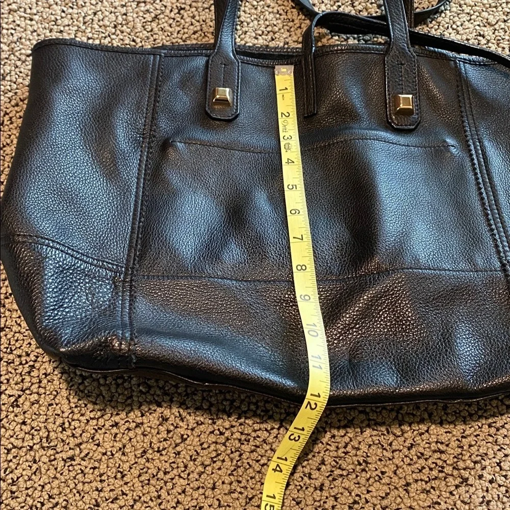 Stella & Dot Black Leather Tote with Snakeskin Accent